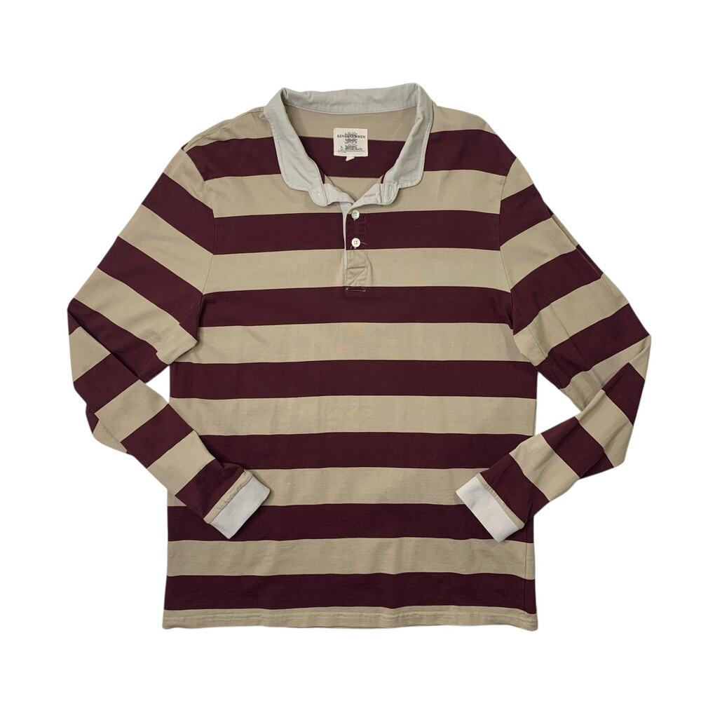 Kent & Curwen Shirt Mens L Large David Beckham Rugby Striped Cotton Long Sleeve